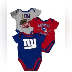 NFL New York Giants Baby Bodysuit Bundle – 3 Pack – 18M